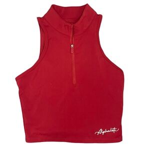 Alphalete Pulse Zip Tank Red Small Fitted Athletic Top